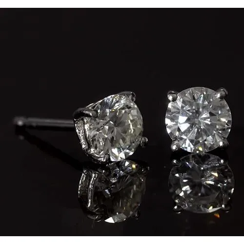 Earrings GB Prong Round Natural Earth Mined Diamond Stud Earring 180 Carats White Gold 14K
