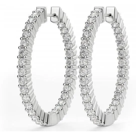Earrings GB Prong Set Brilliant Cut 4 Carat Natural Earth Mined Diamonds Hoop Earrings White Gold Earrings GB Prong Set Brilliant Cut 4 Carat Natural Earth Mined Diamonds Hoop Earrings White Gold