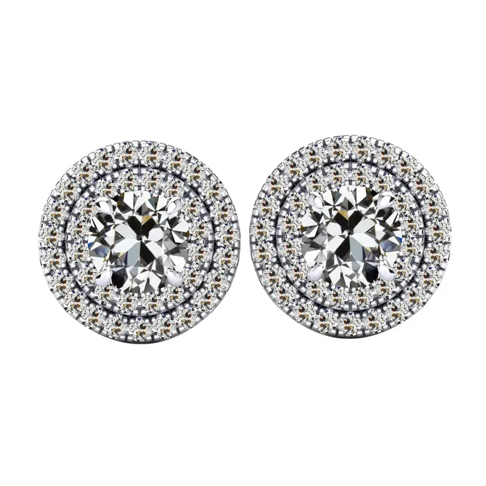 Earrings HarryChadEntcom Double Halo Stud Earrings 5 Carats Old Mine Cut Real Diamond Earrings HarryChadEntcom Double Halo Stud Earrings 5 Carats Old Mine Cut Real Diamond