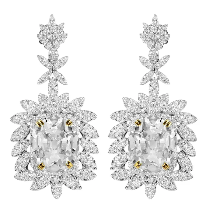 Earrings HarryChadEntcom Two Tone Flower Style Drop Natural Earth Mined Diamond Earrings 12 Carats Oval Old Cut Earrings HarryChadEntcom Two Tone Flower Style Drop Natural Earth Mined Diamond Earrings 12 Carats Oval Old Cut