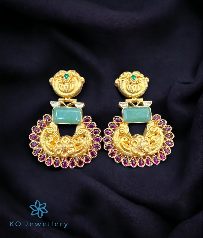 Earrings Kundan The Silver Peacock Kundan Earrings