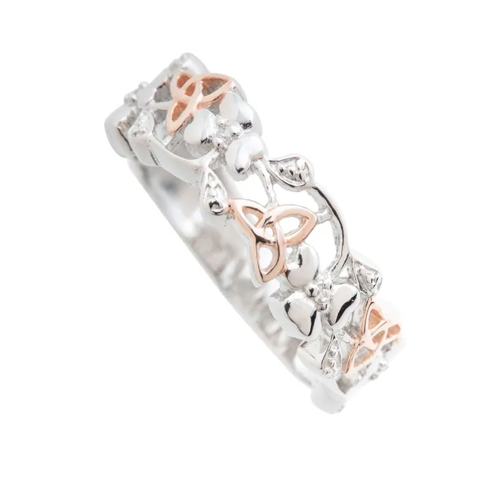 Galway Rings Galway Trinity Knot Shamrocks Rose Gold Silver Ring Rhodium Plated Galway Rings Galway Trinity Knot Shamrocks Rose Gold Silver Ring Rhodium Plated