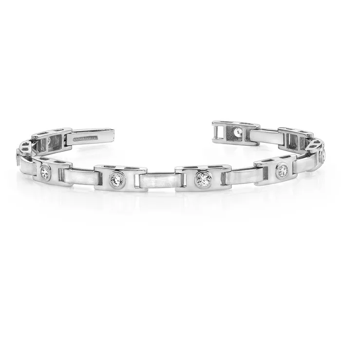 GB 225 Ct Bezel Set Round Natural Earth Mined Diamond Buckle Link Bracelet Solid White Gold Bracelets GB 225 Ct Bezel Set Round Natural Earth Mined Diamond Buckle Link Bracelet Solid White Gold Bracelets
