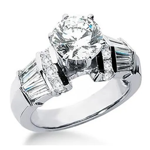 GB 326 Carats Natural Earth Mined Diamond Round Baguette Engagement Ring White Gold 14K Rings GB 326 Carats Natural Earth Mined Diamond Round Baguette Engagement Ring White Gold 14K Rings