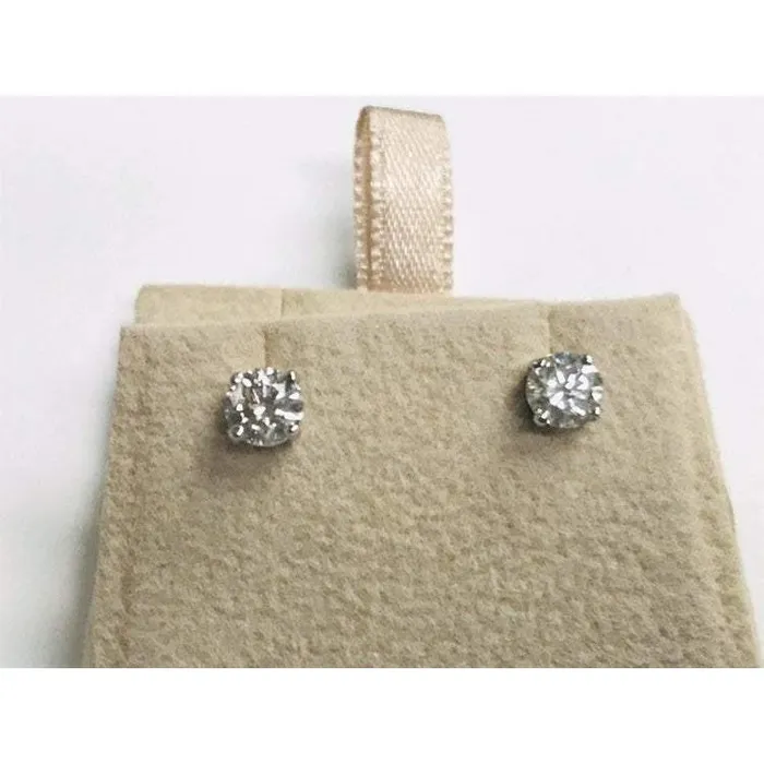 GB Earrings 1 Ct Round Natural Earth Mined Diamond Stud Earrings WG