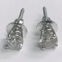 GB Earrings 1 Ct Round Natural Earth Mined Diamond Stud Earrings WG