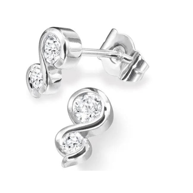 GB Earrings 2 Ct Round Two Stone Natural Earth Mined Diamond Stud Earring