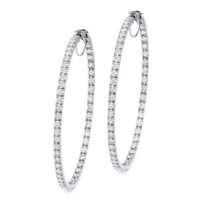 GB Earrings Ladies Hoop Earrings 370 Carats Sparkling Natural Earth Mined Diamonds 14K Gold White GB Earrings Ladies Hoop Earrings 370 Carats Sparkling Natural Earth Mined Diamonds 14K Gold White