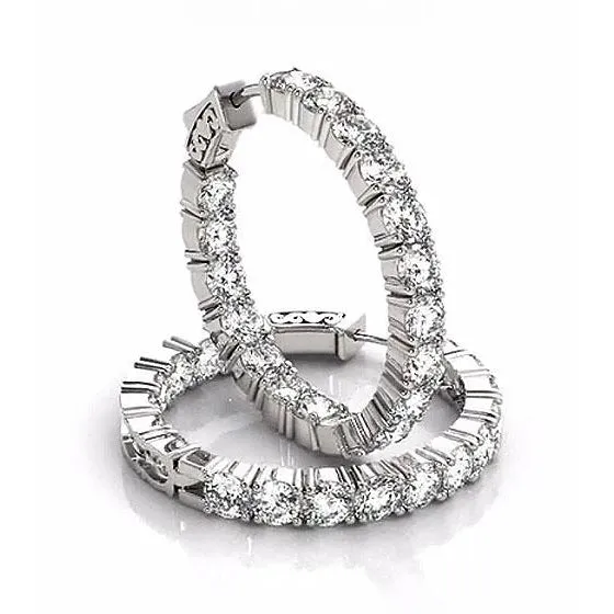GB Earrings Natural Earth Mined Diamond Hoop Earrings 720 Carats F Vs1 White Gold 14K GB Earrings Natural Earth Mined Diamond Hoop Earrings 720 Carats F Vs1 White Gold 14K
