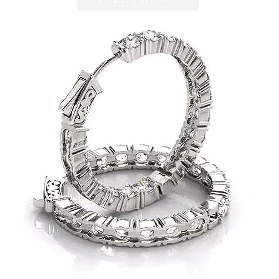 GB Earrings Natural Earth Mined Diamond Hoop Earrings 720 Carats F Vs1 White Gold 14K GB Earrings Natural Earth Mined Diamond Hoop Earrings 720 Carats F Vs1 White Gold 14K