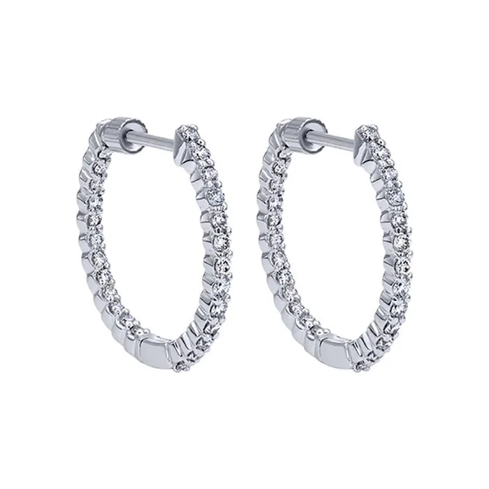 GB Earrings Prong Set Sparkling 380 Carats Natural Earth Mined Diamonds Hoop Earrings Gold White GB Earrings Prong Set Sparkling 380 Carats Natural Earth Mined Diamonds Hoop Earrings Gold White