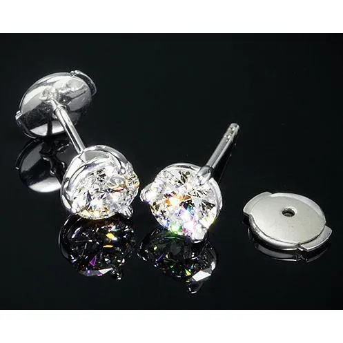 GB Earrings Sparkling 3 Carats Round Real Natural Earth Mined Diamond Stud Earrings Martini Squeeze Lock GB Earrings Sparkling 3 Carats Round Real Natural Earth Mined Diamond Stud Earrings Martini Squeeze Lock