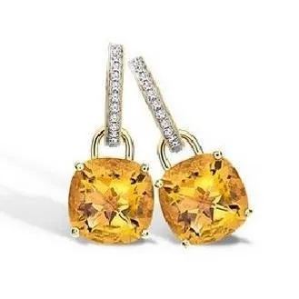 GB Earrings Yellow Gold 4070 Ct Madeira Citrine And Natural Earth Mined Diamonds Lady Dangle Earrings GB Earrings Yellow Gold 4070 Ct Madeira Citrine And Natural Earth Mined Diamonds Lady Dangle Earrings