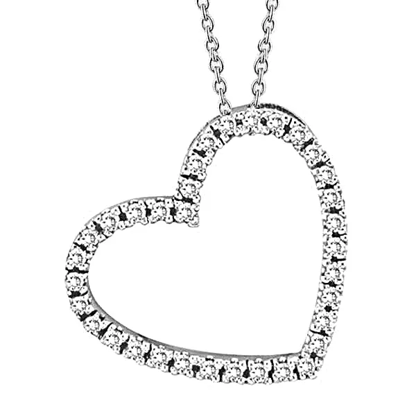 GB Natural Earth Mined Diamond Heart Pendant Necklace White Gold 2 Carats Necklaces GB Natural Earth Mined Diamond Heart Pendant Necklace White Gold 2 Carats Necklaces