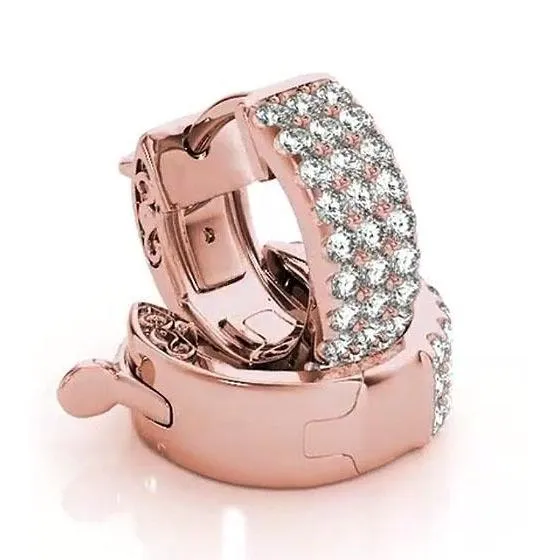 GB Natural Earth Mined Diamond Hoop Earrings Rose Gold 240 Carats Earrings