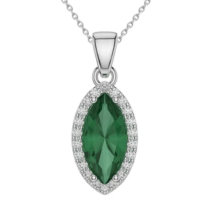 GB Necklaces 360 Ct Green Emerald With Natural Earth Mined Diamond Pendant Necklace 14K White Gold GB Necklaces 360 Ct Green Emerald With Natural Earth Mined Diamond Pendant Necklace 14K White Gold