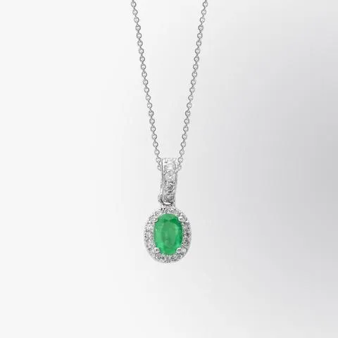 GB Necklaces 405 Carats Green Emerald And Natural Earth Mined Diamond Gemstone Pendant 14K White Gold GB Necklaces 405 Carats Green Emerald And Natural Earth Mined Diamond Gemstone Pendant 14K White Gold
