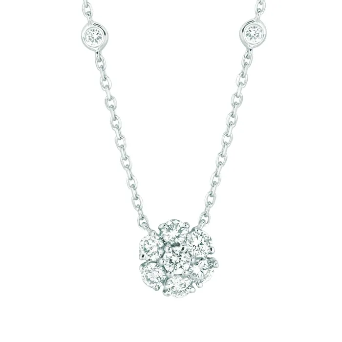 GB Necklaces Flower Bezel Natural Earth Mined Diamond Cluster Necklace 250 Carats 14K White Gold GB Necklaces Flower Bezel Natural Earth Mined Diamond Cluster Necklace 250 Carats 14K White Gold