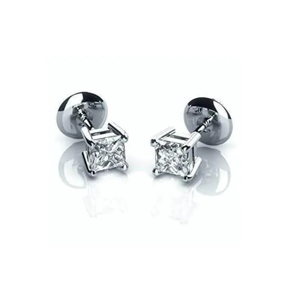 GB Princess Cut Sparkling 300 Ct Natural Earth Mined Diamonds Studs Earrings White Gold Earrings GB Princess Cut Sparkling 300 Ct Natural Earth Mined Diamonds Studs Earrings White Gold Earrings