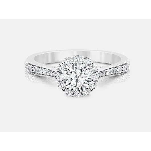 GB Rings 150 Carats Round Natural Earth Mined Diamond Engagement Ring Halo GB Rings 150 Carats Round Natural Earth Mined Diamond Engagement Ring Halo