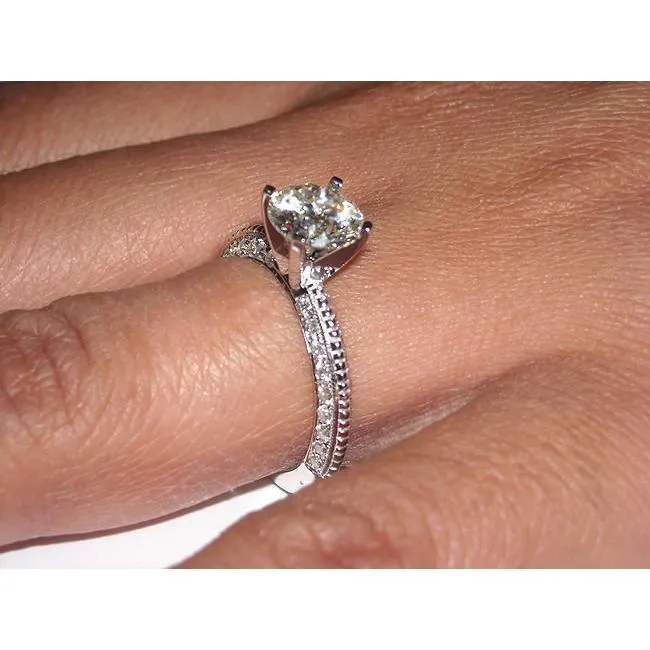 GB Rings 2 Ct Round Micro Pave Natural Earth Mined Diamond Engagement Ring White Gold 14K GB Rings 2 Ct Round Micro Pave Natural Earth Mined Diamond Engagement Ring White Gold 14K