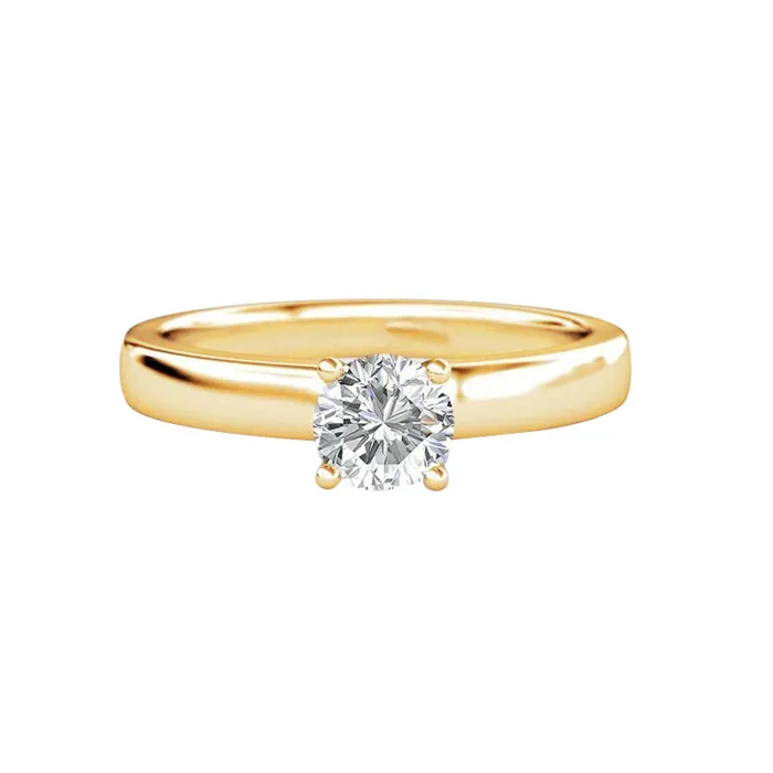 GB Rings 2 Ct Solitaire Sparkling Natural Earth Mined Diamond Engagement Ring Yellow Gold