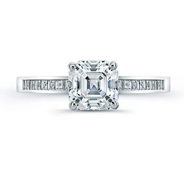 GB Rings 301 Carats Asscher Natural Earth Mined Diamond Ring With Accents White Gold 14K GB Rings 301 Carats Asscher Natural Earth Mined Diamond Ring With Accents White Gold 14K