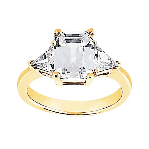 GB Rings 351 Ct Big Natural Earth Mined Diamonds Yellow Gold Emerald Cut Three Stone Ring New GB Rings 351 Ct Big Natural Earth Mined Diamonds Yellow Gold Emerald Cut Three Stone Ring New