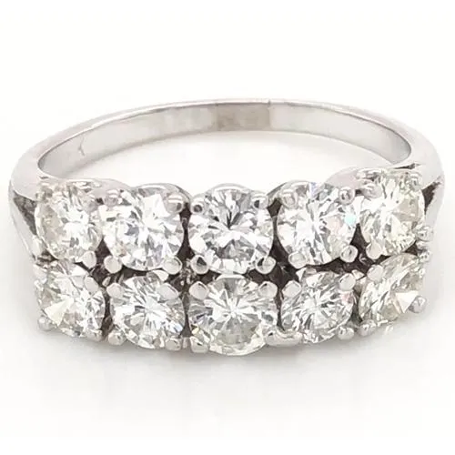 GB Rings Anniversary Band 4 Carats Double Row Shank Setting White Gold 14K Natural Earth Mined Diamond GB Rings Anniversary Band 4 Carats Double Row Shank Setting White Gold 14K Natural Earth Mined Diamond