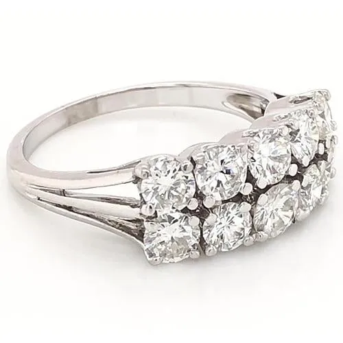 GB Rings Anniversary Band 4 Carats Double Row Shank Setting White Gold 14K Natural Earth Mined Diamond GB Rings Anniversary Band 4 Carats Double Row Shank Setting White Gold 14K Natural Earth Mined Diamond