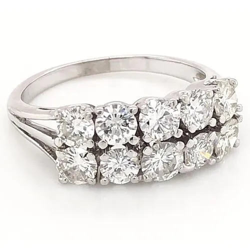 GB Rings Anniversary Band 4 Carats Double Row Shank Setting White Gold 14K Natural Earth Mined Diamond GB Rings Anniversary Band 4 Carats Double Row Shank Setting White Gold 14K Natural Earth Mined Diamond