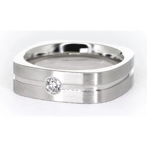 GB Rings Brushed Finish Round Natural Earth Mined Diamond Mens Ring White Gold 14K 020 Carats GB Rings Brushed Finish Round Natural Earth Mined Diamond Mens Ring White Gold 14K 020 Carats
