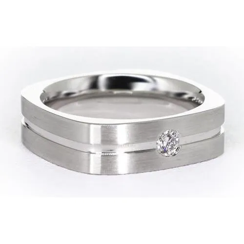 GB Rings Brushed Finish Round Natural Earth Mined Diamond Mens Ring White Gold 14K 020 Carats GB Rings Brushed Finish Round Natural Earth Mined Diamond Mens Ring White Gold 14K 020 Carats