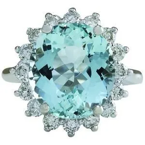 GB Rings Engagement Ring 1150 Ct Oval Aquamarine And Natural Earth Mined Diamonds White Gold GB Rings Engagement Ring 1150 Ct Oval Aquamarine And Natural Earth Mined Diamonds White Gold