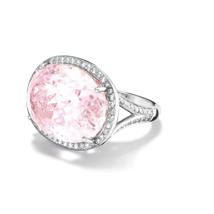 GB Rings Pink Kunzite With Natural Earth Mined Diamonds 1875 Carats Wedding Ring Gold White 14K GB Rings Pink Kunzite With Natural Earth Mined Diamonds 1875 Carats Wedding Ring Gold White 14K