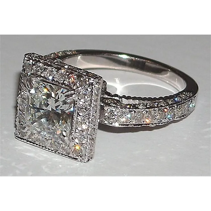 GB Rings Princess Natural Earth Mined Diamond Engagement Fancy Ring 525 Carats Pave Setting New GB Rings Princess Natural Earth Mined Diamond Engagement Fancy Ring 525 Carats Pave Setting New