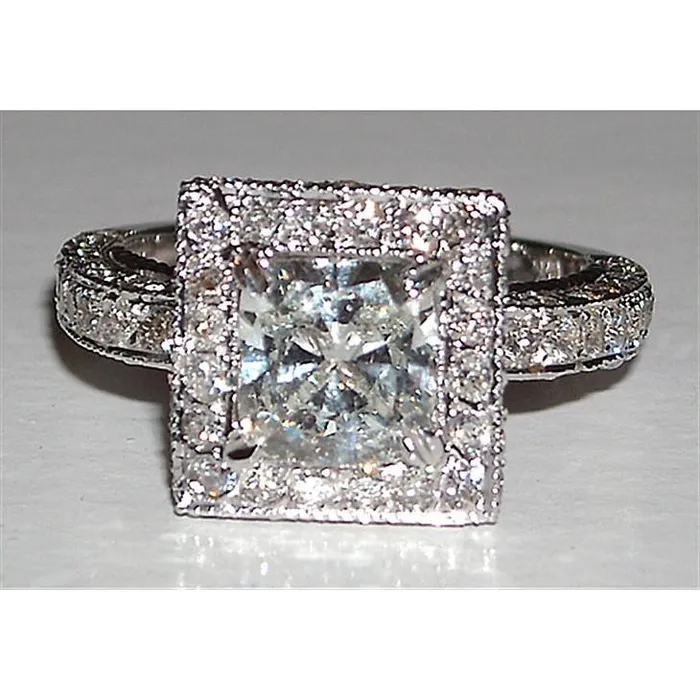 GB Rings Princess Natural Earth Mined Diamond Engagement Fancy Ring 525 Carats Pave Setting New