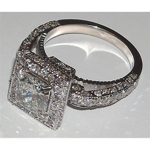 GB Rings Princess Natural Earth Mined Diamond Engagement Fancy Ring 525 Carats Pave Setting New