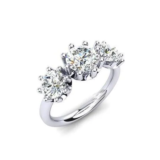 GB Rings Round Cut 3 Stone Sparkling 350 Carats Natural Earth Mined Diamonds Ring GB Rings Round Cut 3 Stone Sparkling 350 Carats Natural Earth Mined Diamonds Ring