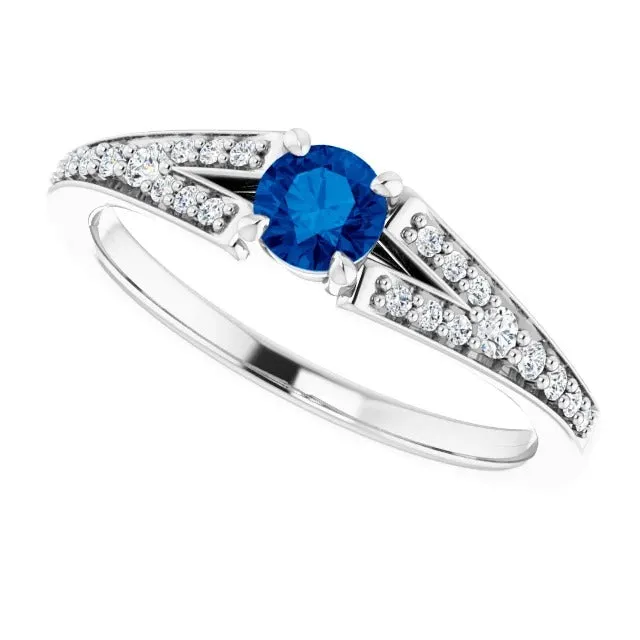 GB Rings Split Shank Round Blue Sapphire Ring White Gold 14K 175 Carats GB Rings Split Shank Round Blue Sapphire Ring White Gold 14K 175 Carats