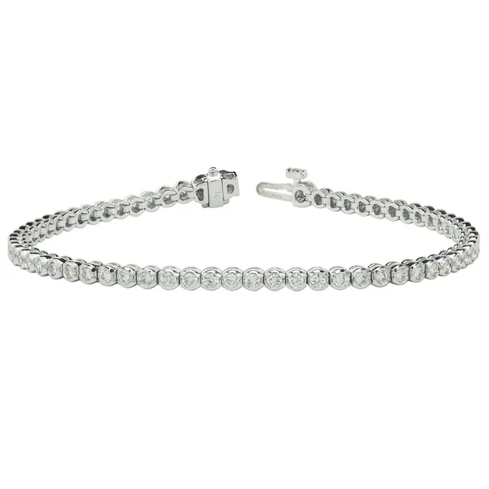 GB Round Cut Bezel Set 6 Carats Natural Earth Mined Diamonds Tennis Bracelet WG 14K Bracelets GB Round Cut Bezel Set 6 Carats Natural Earth Mined Diamonds Tennis Bracelet WG 14K Bracelets