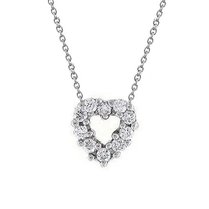 GB Round Genuine Natural Earth Mined Diamond Heart Necklace Pendant 150 Carats White Gold 14K Necklaces GB Round Genuine Natural Earth Mined Diamond Heart Necklace Pendant 150 Carats White Gold 14K Necklaces