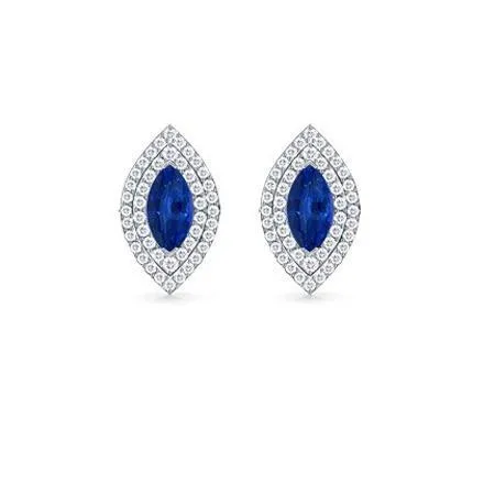 GB Sri Lanka Sapphire And Natural Earth Mined Diamond Women Stud Halo Earrings Earrings GB Sri Lanka Sapphire And Natural Earth Mined Diamond Women Stud Halo Earrings Earrings