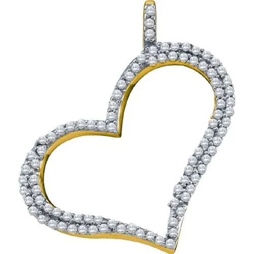 GND 10kt Yellow Gold Womens Round Diamond Outline Heart Pendant 13 Cttw GND Necklaces GND 10kt Yellow Gold Womens Round Diamond Outline Heart Pendant 13 Cttw GND Necklaces