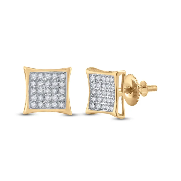 GND Earrings GND YellowTone Sterling Silver Round Diamond Kite Square Earrings 16 Cttw GND Earrings GND YellowTone Sterling Silver Round Diamond Kite Square Earrings 16 Cttw