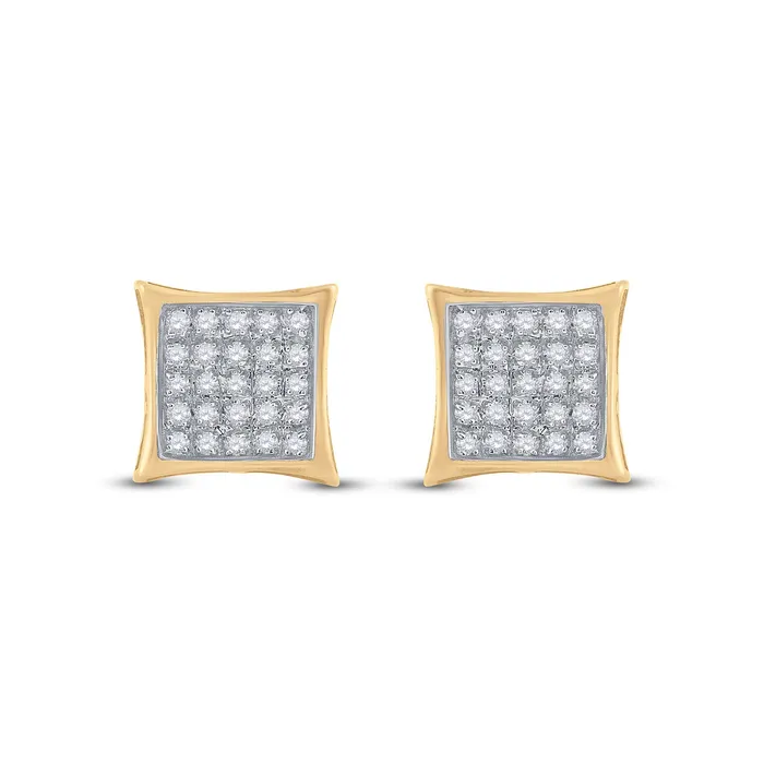 GND Earrings GND YellowTone Sterling Silver Round Diamond Kite Square Earrings 16 Cttw GND Earrings GND YellowTone Sterling Silver Round Diamond Kite Square Earrings 16 Cttw