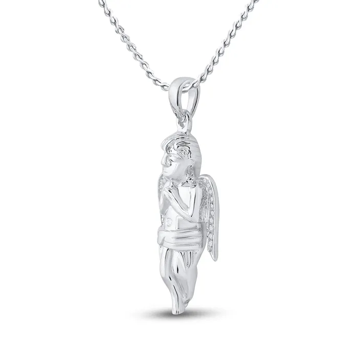 GND Necklaces GND Sterling Silver Mens Diamond Angel Angel Cherub Charm Pendant 120 Cttw GND Necklaces GND Sterling Silver Mens Diamond Angel Angel Cherub Charm Pendant 120 Cttw
