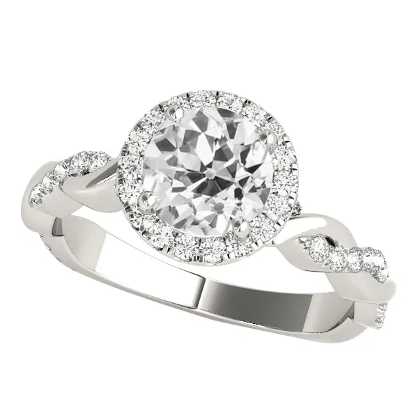 Halo Ring Round Old Mine Cut Natural Earth Mined Diamonds Twisted Style 425 Carats HarryChadEntcom Rings Halo Ring Round Old Mine Cut Natural Earth Mined Diamonds Twisted Style 425 Carats HarryChadEntcom Rings