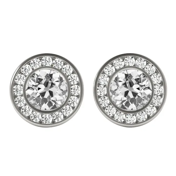 HarryChadEntcom Earrings 14K White Gold Stud Earrings Halo Old Cut Round Mined Diamonds 650 Ct HarryChadEntcom Earrings 14K White Gold Stud Earrings Halo Old Cut Round Mined Diamonds 650 Ct