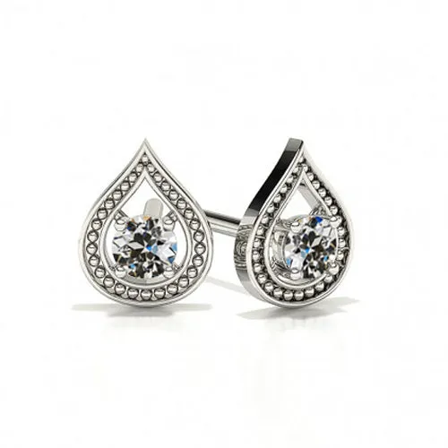 HarryChadEntcom Earrings Gold Pear Shape Halo Earrings 1 Ct Old Miner Round Mined Diamond White HarryChadEntcom Earrings Gold Pear Shape Halo Earrings 1 Ct Old Miner Round Mined Diamond White